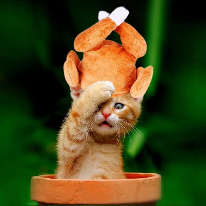 Thanksgiving Turkey Drumstick Hat for Cat, Pet Halloween Thanksgiving Turkey Costumes Dog Cat Ornament
