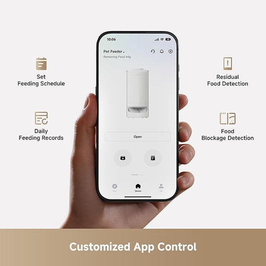 MOVA PF10 Pro Automatic Cat Feeder, 3.4L Cat Food Dispenser with Stainless Steel Weighing Bowl, APP Control Remote Feeding, Detachable for Easy Clean, Dual Power Supply Pet Feeder for Cats Dogs