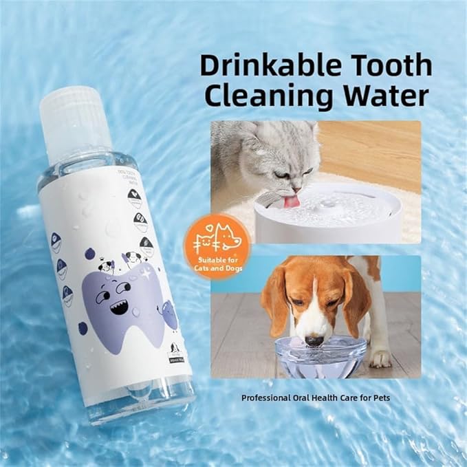 Dental Water Additive, Specialized Dental Care Formula，Natural Flavorless Teeth Cleaning Mouthwash, Freshens Dog Breath & Promotes Healthy Gums, Easy Daily Use for All Pet 200ml/6.76fl.oz（1pcs）