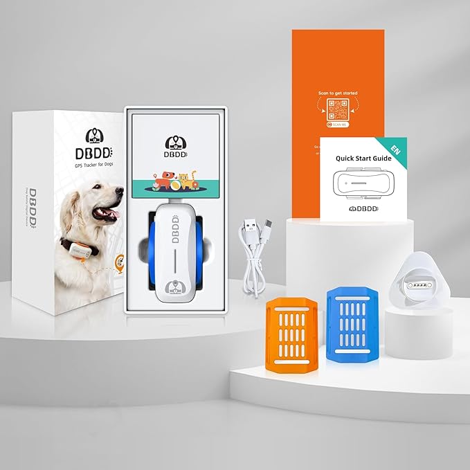 AI GPS Tracker for Dogs (30lbs+), Real Time Location and AI Vet Health Management, Electronic Fence, Waterproof, iOS and Android Universal（White）