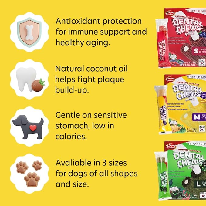 SuperPaw Dental Chews for Dogs - Healthy Dog Dental Treats for Teeth and Gums, Natural Chew Toy Alternative, Teeth & Gum Cleaning - Large, Banana, Pack of 1