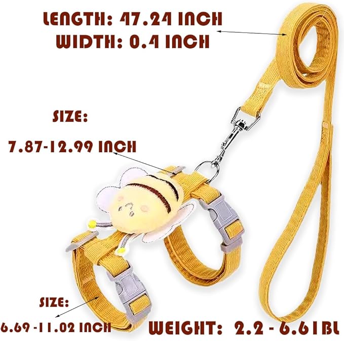 Cat Harness and Leash Set, Cat Harness Escape Proof, Rabbit Harness and Leash Set, Costumes for Cats and Bunny (A, Small)