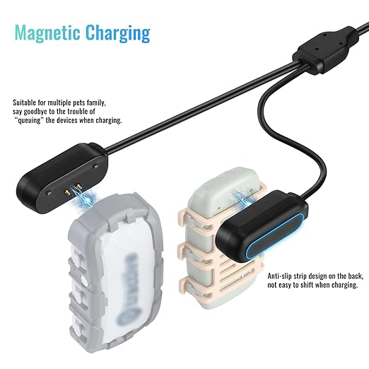 2 in 1 Portable Magnetic Charger Cable for Tractive GPS Tracker - Fast Charging USB Cord Compatible with Tractive Dog Pet GPS Trackers, Durable & Compact Design for Home/Outdoor Use (Black)
