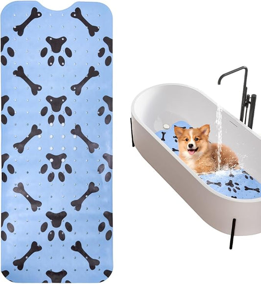 Dog Bath Mat for Tub Non-Slip Pet Bathtub Mat Fast Dry Dog Shower Attachment Mat Senior Friendly Dog Bath Supplies (Blue