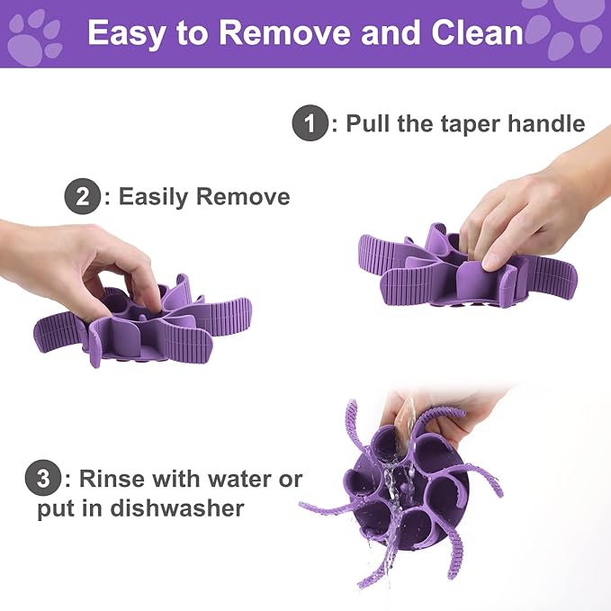 Dog Slow Feeder Bowls Silicone Spiral Pet Food Feeder Insert to Slow Down Eating for Large Medium Small Breed Dogs Perfect with Stainless Steel Glass Ceramic Pet Bowls (Purple)