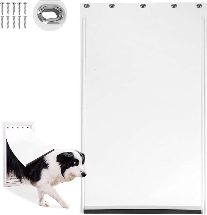 Dog Door Replacement Flaps with Screws and Grommets Washers, Compatible with PetSafe Doggy Door Pac11-11039 Pet Door Replacement Flap for Dogs and Cats Large