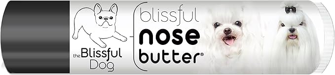 The Blissful Dog Maltese Nose Butter for Dry, Cracked Skin, Lick-Safe Dog Nose Balm with Moisturizing Shea Butter, Almond, Olive, and Essential Oils, Pet Supplies, Uncented, 0.15 oz.