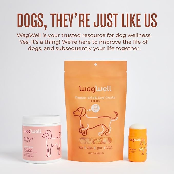 WagWell Paw Protector – Vet-Approved, Microbiome-Friendly, Dermatologist Tested – Natural Dog Paw Balm & Nose Balm – Made from Natural Lick-Safe Ingredients to Hydrate, Condition & Protect Pet Paws