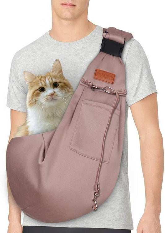 FDJASGY Small Dog Sling Cat Carrier Adjustable Strap Hands Free Reversible Pet Puppy Travel Bag Backpack for Outdoor Travel