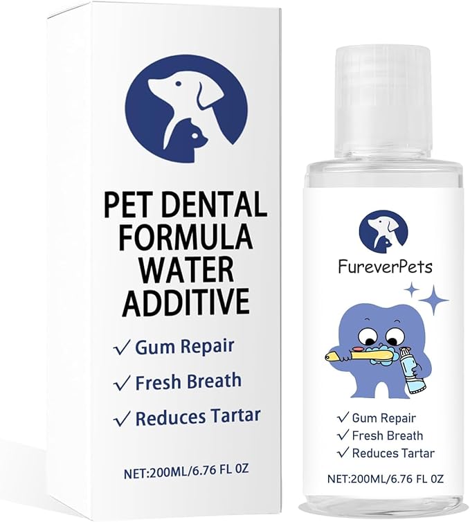 Fureverpets Dental Water Additive,Water Additive for Dogs Teeth, 6.76floz Odorless & Flavorless Formula to Fight Tartar,Easy Daily Use for All Pet