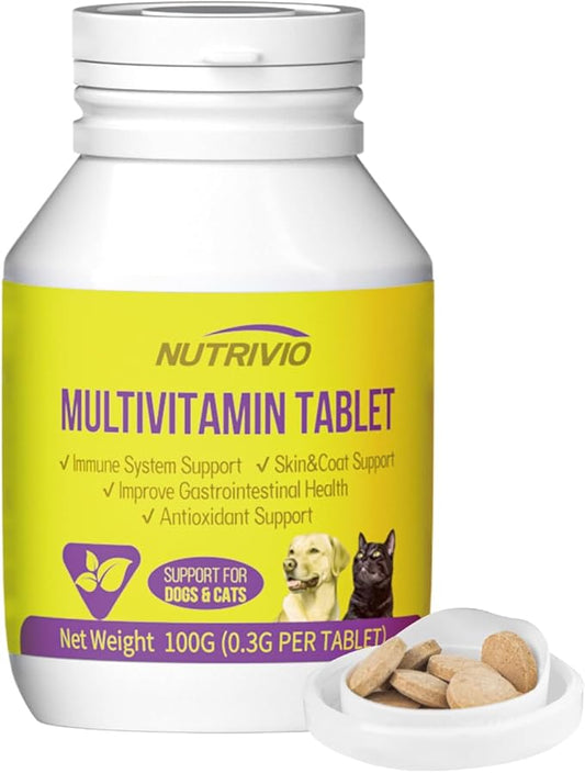 Dog Multivitamin Chewable Cat & Dog Vitamins and Supplements for Hip & Joints, Skin & Coat, Omega 3 Fish Oil for Dogs Tablets for Dogs & Cats, Vitamins- Immune Support 0.3g Per Tablet (100g)