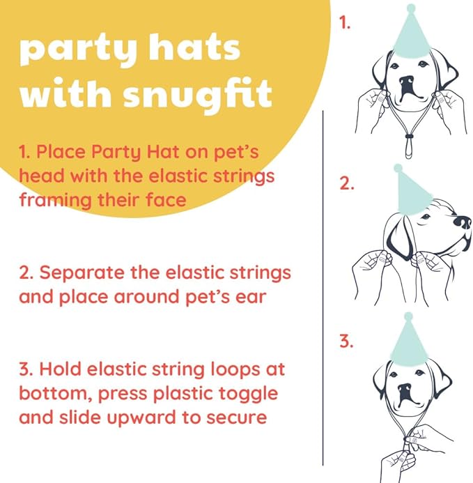 Huxley & Kent Pet Party Hat w/SnugFit Tech - Cute Glitter Doggie Birthday Party Hat- Cat & Dog Birthday Hat - Dog Hats for Parties, Adoption or Gotcha Day (Happy Got Me Day, Small)