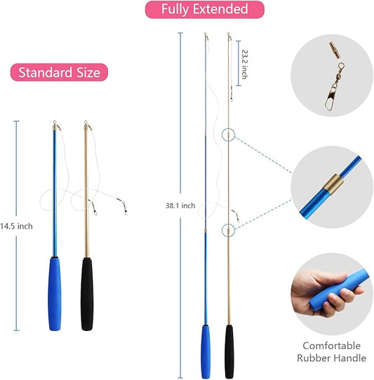 12PCS Interactive Kitten Toys, Retractable Indoor Cat Wand Toys with Replacement Teaser, Rainbow Ribbon and Make Exercise by Sunshinetop