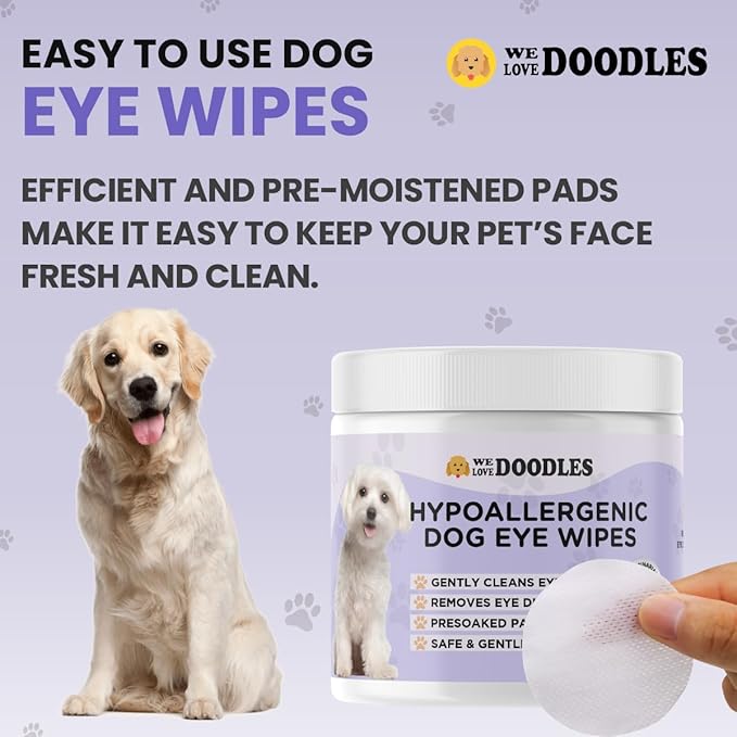 We Love Doodles Dog Eye Wipes & Pin Brush Bundle - Pre-Soaked Eye Wipes for Dogs, Tear Stain Remover for Dogs, Pet Eye Wipes,Pet Grooming Detangler Pin Dog Brush, Dog Brush for Shedding & Loose Fur