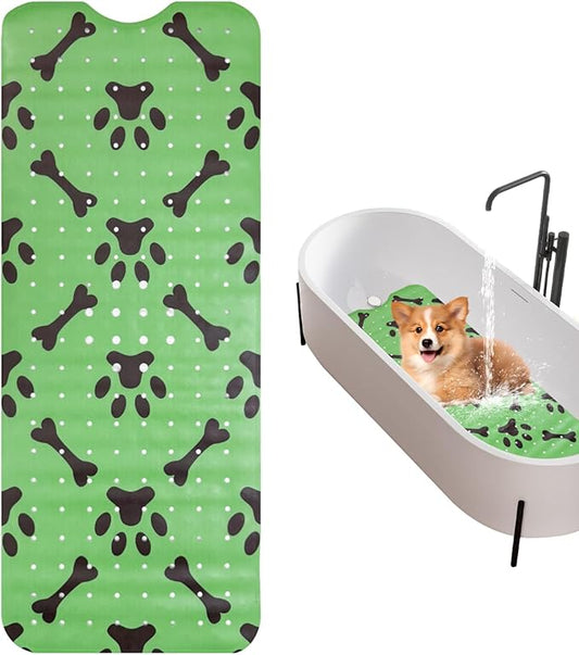 Dog Bath Mat for Tub Non-Slip Pet Bathtub Mat Fast Dry Dog Shower Attachment Mat Senior Friendly Dog Bath Supplies (Green