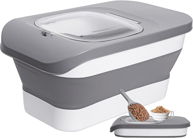 10-13LBS Dog Food Storage Container, Cat Food Container Airtight, Pet Food Container with Scoop and Silicone Dog Bowl,Cat Food Storage Container Dry Food