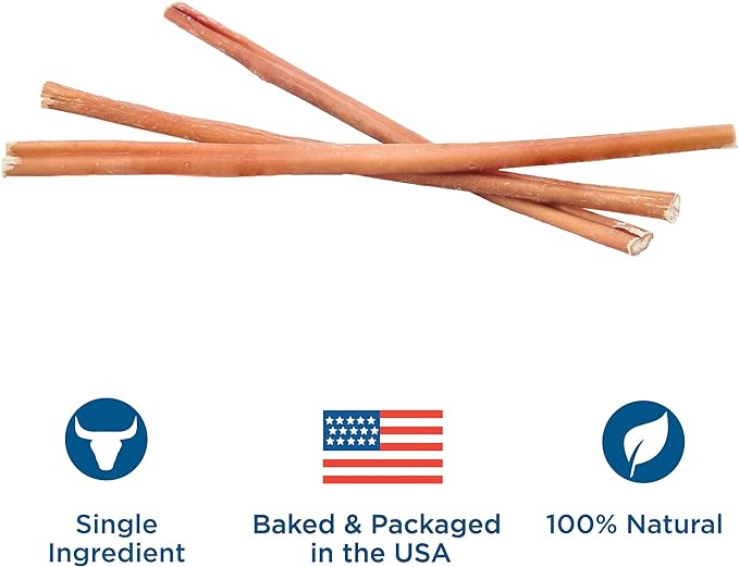 Best Bully Sticks 12 Inch Bully Sticks - 8 oz (Pack of 1) - Natural Grass-Fed, Grain and Rawhide Free, Perfect for Medium or Large Canines