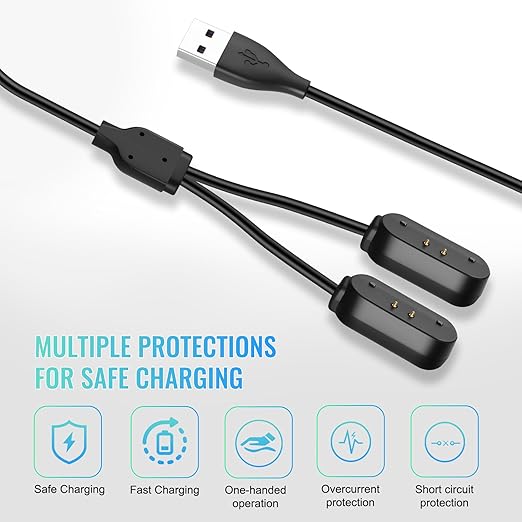 2 in 1 Portable Magnetic Charger Cable for Tractive GPS Tracker - Fast Charging USB Cord Compatible with Tractive Dog Pet GPS Trackers, Durable & Compact Design for Home/Outdoor Use (Black)