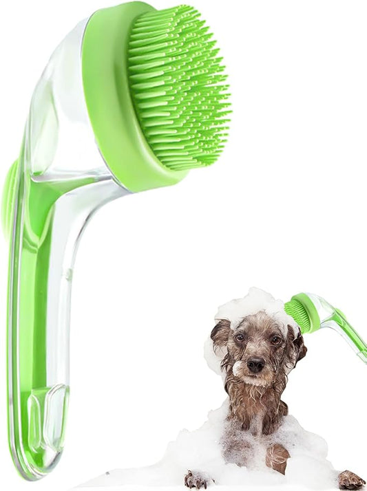 Pet Bath Brush,Dog Shampoo Brush Bubble Maker,New 2 in 1 Dog Bath Brush with Built-in Shampoo Dispenser,Bathing Dog Grooming Massage Brush for Showering Long and Short Haired Dogs and Cats(green)