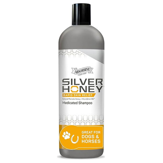 Absorbine Silver Honey Rapid Skin Relief Medicated Shampoo, Medical Grade Manuka Honey & MicroSilver BG, Rejuvenating, Soothing & Hydrating, 16 fl oz