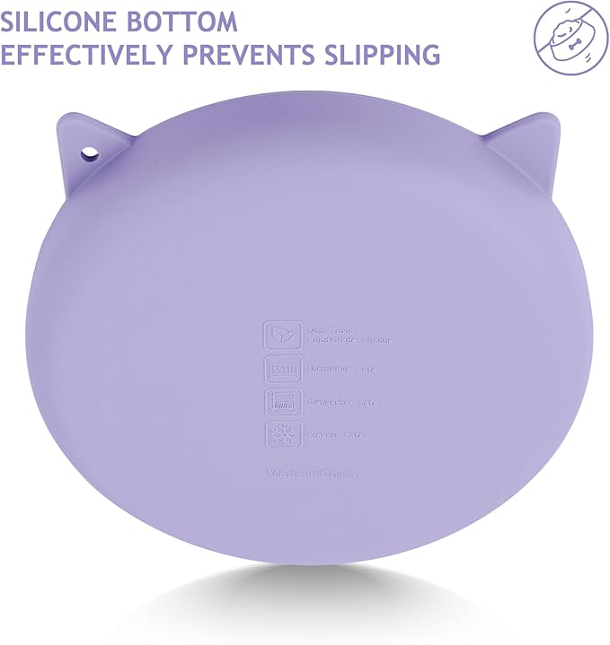 Coomazy Silicone Slow Feeder Dog Cat Bowls, Interactive Puzzle Toy for Pets Food Training, Keeps Dogs Cats Busy, Prevents Puppy Kitty Overeating (Purple, 1.4Cup)