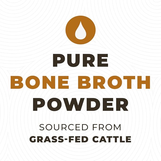 8oz Beef Bone Broth Powder for Dogs and Cats - Human Grade Grass-Fed for Picky Eaters - Supports Joints and Gut Health - Single Ingredient Dog Food Topper for Dry Food