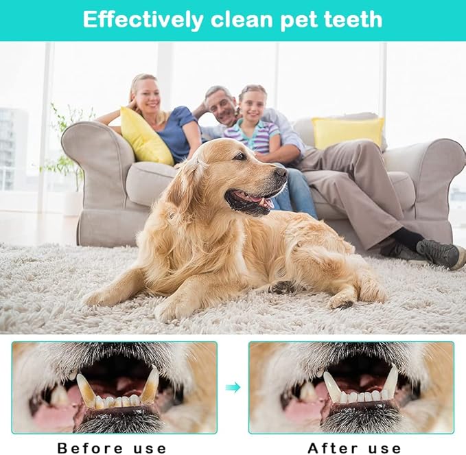 Dog Toothbrush Finger Toothbrush Set (4 Pack, with Dog Eye tears Black Chin Cleaning Tool) , Silicone Toothbrush，Soft bristles, Easy to Clean Teeth, Suitable for Dogs, Cats and Pets to use