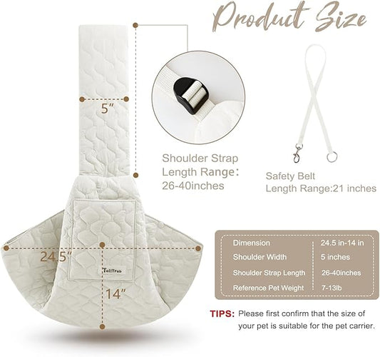 Dog Sling for Small Dogs, Front Dog Sling Carrier, Padded Adjustable Pet Soft Carrier with Adjustable Shoulder Strap, Travel Safety Harness Machine Washable for Small Cats Puppy Outdoor