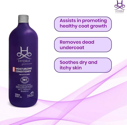 Hydra Professional Moisturizing Dog Conditioner, Oatmeal Hair Conditioner for Dogs and Cats, Suitable for All Breeds and Coat Types, Promotes Shine