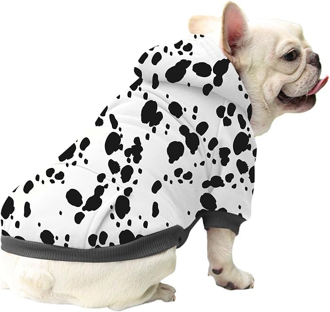 Cute Dalmatian Dog Costume, Dalmatians Print Hoodie Puppy Winter Halloween Cosplay Clothes Sweaters Outfits Pullover Pets' Sweatshirt Hoodies with Pocket for Small Dog XS