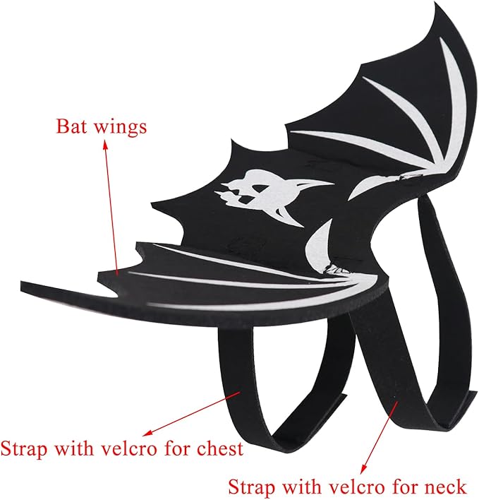 Pet Cat Bat Wings for Halloween Party Decoration, Dog Cosplay Bat Costume,Puppy and Cat Dress Up Accessories (White Ghost, Small)