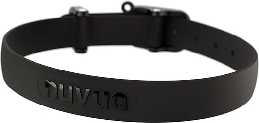 Waterproof Dog Collar - Durable, Comfortable and Adjustable Outdoor Dog Collar with Wear Resistant Buckle and ID Tag Ring for Large Dogs by Nuvuq (Black, Large)
