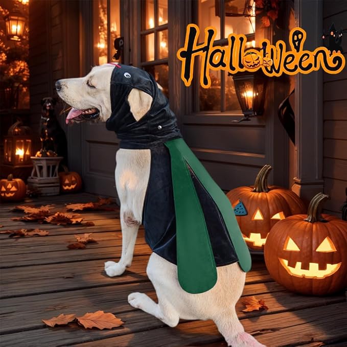 Dog Halloween Vampire Devil Cloak Cape, Red Black Classic Pet Costume for Small Medium Large Dogs, Holiday Cosplay Special Events (Mosquito-Green, B3)
