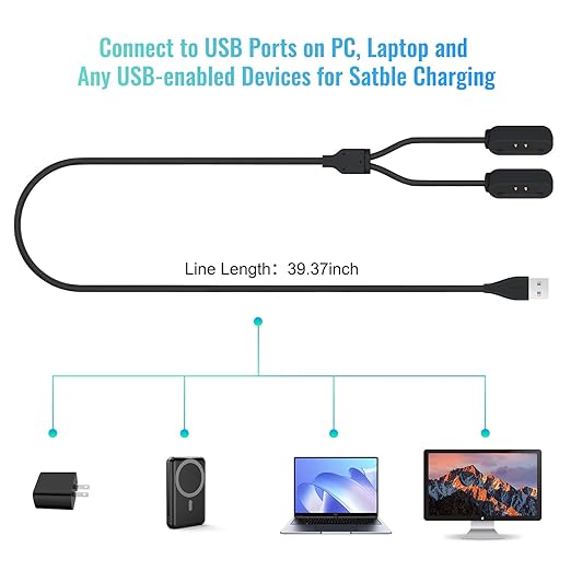 2 in 1 Portable Magnetic Charger Cable for Tractive GPS Tracker - Fast Charging USB Cord Compatible with Tractive Dog Pet GPS Trackers, Durable & Compact Design for Home/Outdoor Use (Black)