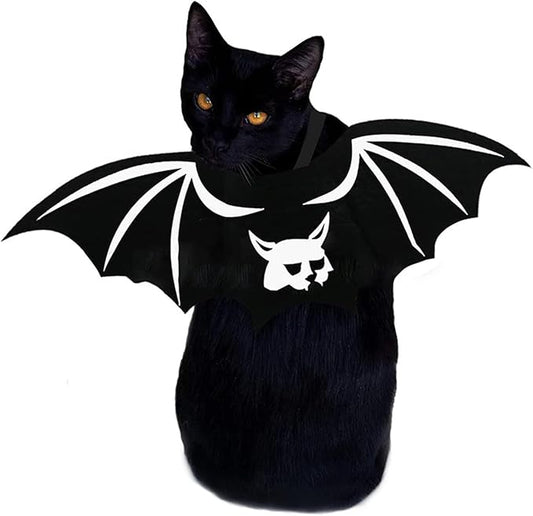 Pet Cat Bat Wings for Halloween Party Decoration, Dog Cosplay Bat Costume,Puppy and Cat Dress Up Accessories (White Ghost, Small)