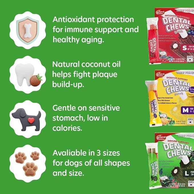 SuperPaw Dental Chews for Dogs - Healthy Dog Dental Treats for Teeth and Gums, Natural Chew Toy Alternative, Teeth & Gum Cleaning - Large, Seaweed, Pack of 1