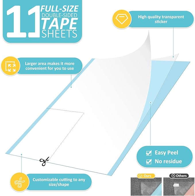 HappyFreeSX Anti Cat Scratch Furniture Protector from Cats, 11 PCS Sticky Paws, Corner Couch Protector for Cats, Cat Scratch Deterrent Tape, Training Tape, Cat Scratching Post Scratchers