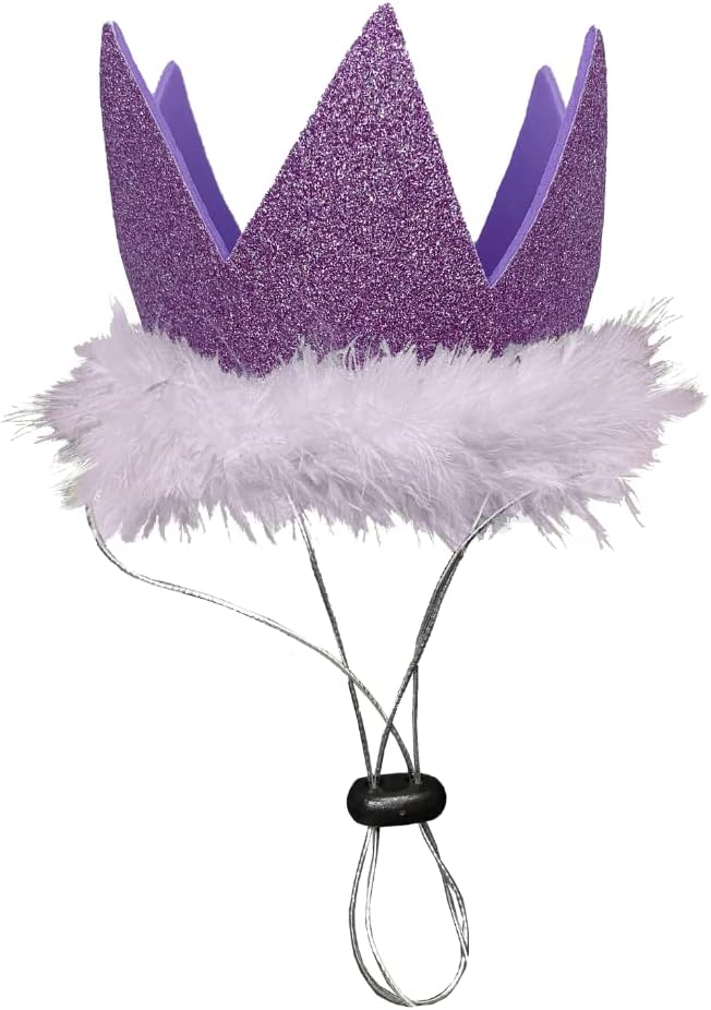 Huxley & Kent Pet Party Crown Hat for Dogs & Cats - Comfortable SnugFit Adjustable Straps - Glitter Crown for Parties, Gotcha Days & Celebrations - Purple, Large