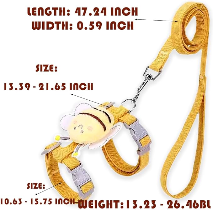 Cat Harness and Leash Set, Cat Harness Escape Proof, Rabbit Harness and Leash Set, Costumes for Cats and Bunny (A, Large)