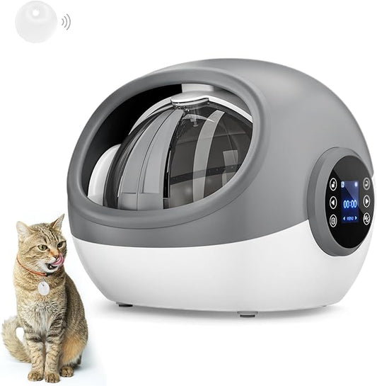 Upgraded RFID Feeder with Collar Sensor – Automatic Portion Control, 4 Feeding Modes, Anti-Theft Cat Feeder for Multi-Cat Homes & Special Diets (Gray)