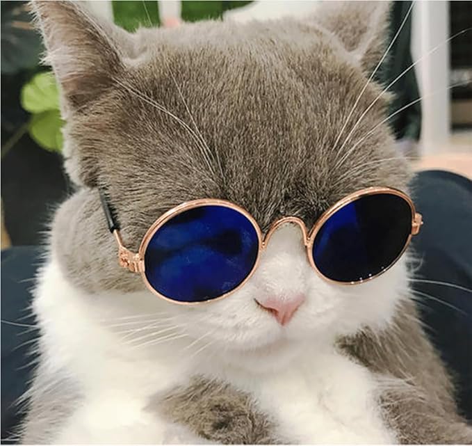 8 Pieces Pets Dog Cat Bowtie Pet Sunglasses Pet Costume Adjustable Formal Necktie Collar for Cats Small Dogs Puppy Grooming Accessories (Black/red + Glasses)