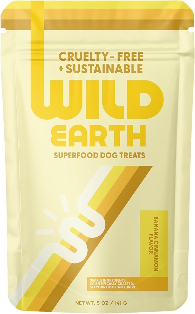 Wild Earth Superfood Dog Treats, Plant Based Dog Treats with Omega Acids, Prebiotics & Koji Protein, No Fillers, Veterinarian-Developed, Banana & Cinnamon Flavor