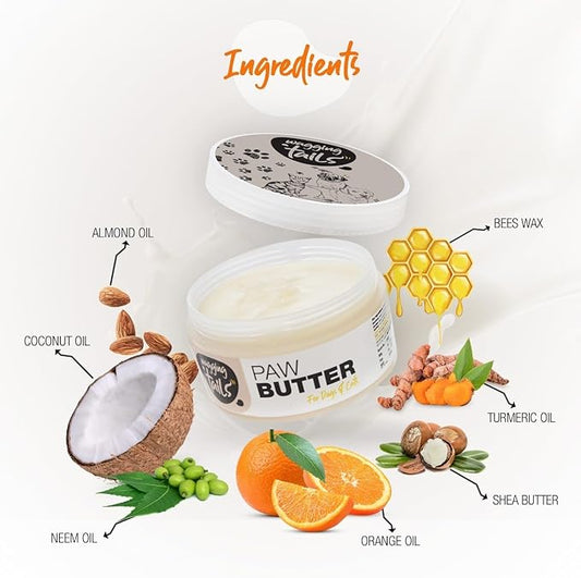 Wagging Tails 6-in-1 Paw Butter for Dogs & Cats, 1.76 fl oz (Pack of 2) Turmeric & Honey-Infused Lick-Safe Balm | Relieves Elbow & Paw Discomfort, Repairs Cracks, Moisturizes Pads & Softens Snouts