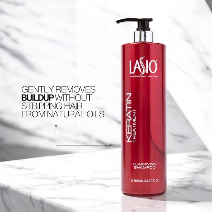 Lasio Clarifying Shampoo 35.27 Fl. Oz. – Gently Removes Buildup & Residue, Infused with Hydrolyzed Keratin & Cocamide Oil, Non-Irritating, Safe for Scalp, Pre-Keratin Treatment Formula