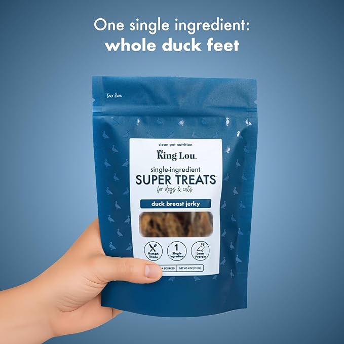 King Lou Pets Duck Jerky Treats – Single Ingredient Dehydrated Duck Breast – USA Made Cat & Dog Snack – High Protein Pet Treat – 1 lb (Prior to Freeze-Drying)