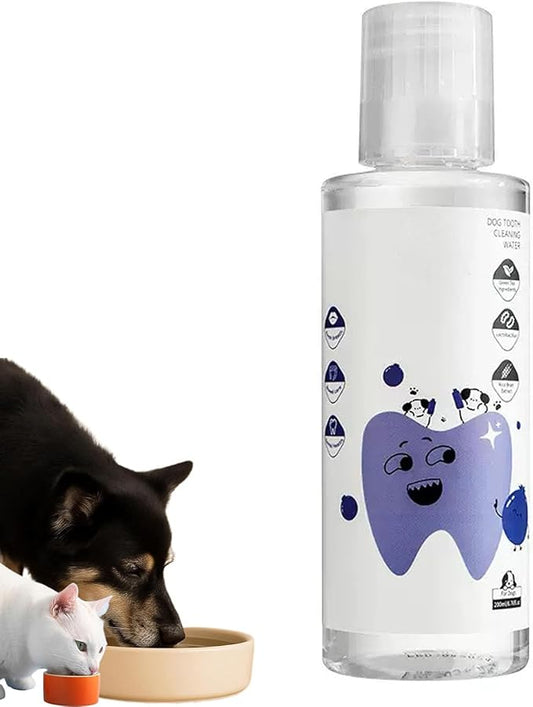 Dental Water Additive, Specialized Dental Care Formula，Natural Flavorless Teeth Cleaning Mouthwash, Freshens Dog Breath & Promotes Healthy Gums, Easy Daily Use for All Pet 200ml/6.76fl.oz（1pcs）