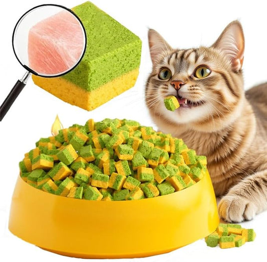 Cat Toy Grass Treats Freeze Dried 2 in 1 60g Fish Oil Chicken Cats Chew Grass Pellet Kitten Catnip for Hairball Removal Kitty Bite Snack for Cleaning Teeth Kitten Dental Food Indoor (2.12oz)