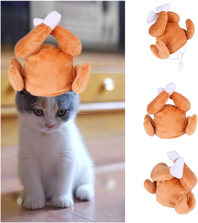 Thanksgiving Turkey Drumstick Hat for Cat, Pet Halloween Thanksgiving Turkey Costumes Dog Cat Ornament
