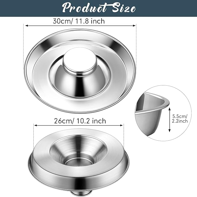 Zopeal 6 Pcs 11.8" Stainless Steel Puppy Bowls Puppy Food Feeding Bowl Dog Food Water Slow Feeder Bowls, Weaning Feeder for Litters, Small Medium Large Dogs, Pets, Multiple Puppies, Gift for Christmas