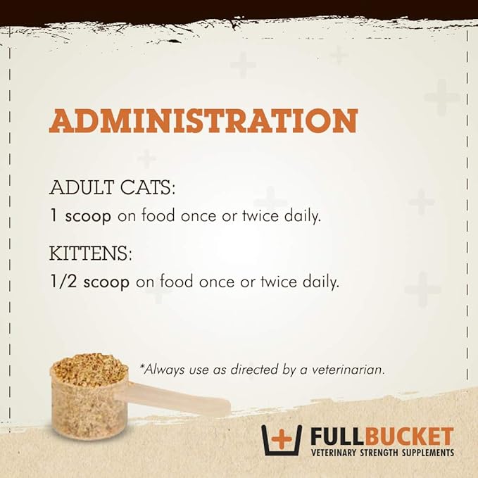 FullBucket Daily Cat Probiotic Powder - Digestive Supplement for Diarrhea, Gas and Supporting Gut & Stomach Health with Prebiotics & Enzymes, 30 Servings